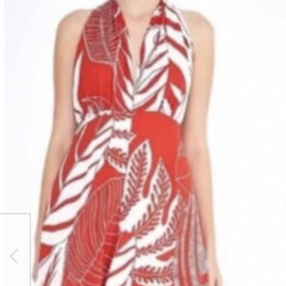 FARM Rio Orange Palm Leaf Backless Wide Leg Jumpsuit
